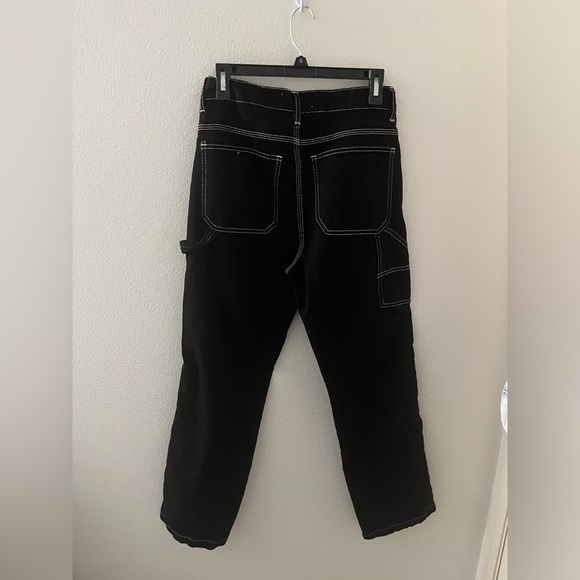 S.O.N.G. 100% Cotton Black Carpenter Style Pant With White Stitching Size 7 EUC - Picture 8 of 11